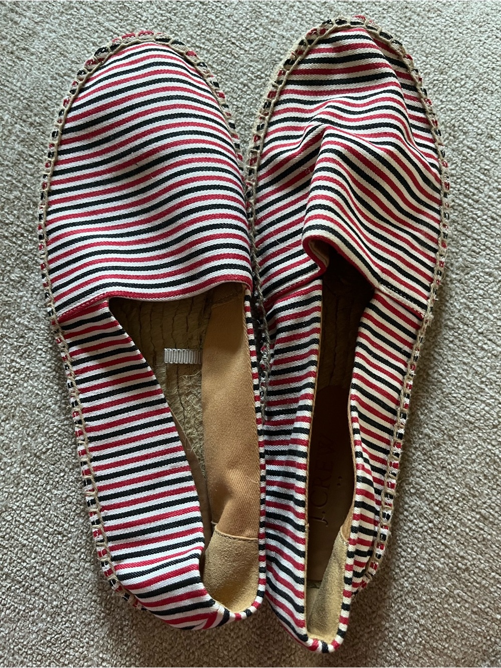 J. Crew Striped Red, Black & White Espadrille Flats